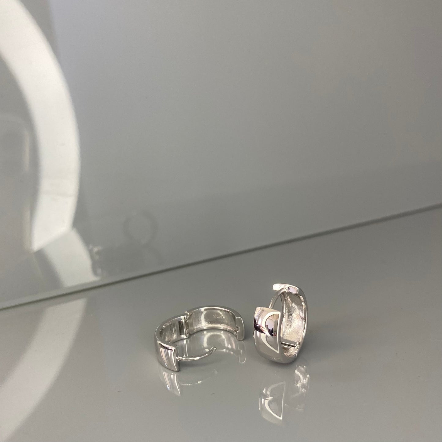 Sterling Silver Rhodium Plated Wide Hoops