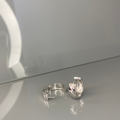 Sterling Silver Rhodium Plated Wide Hoops