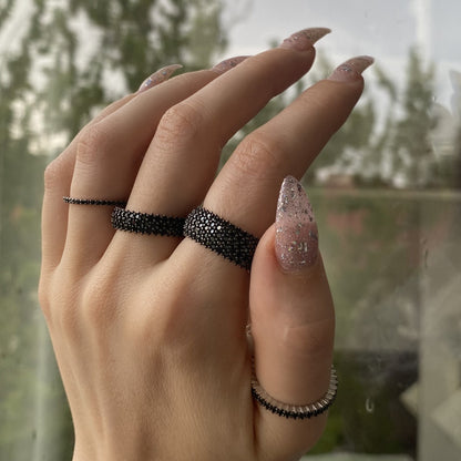 Silver Rhodium Plated 1 mm CZ Band Ring