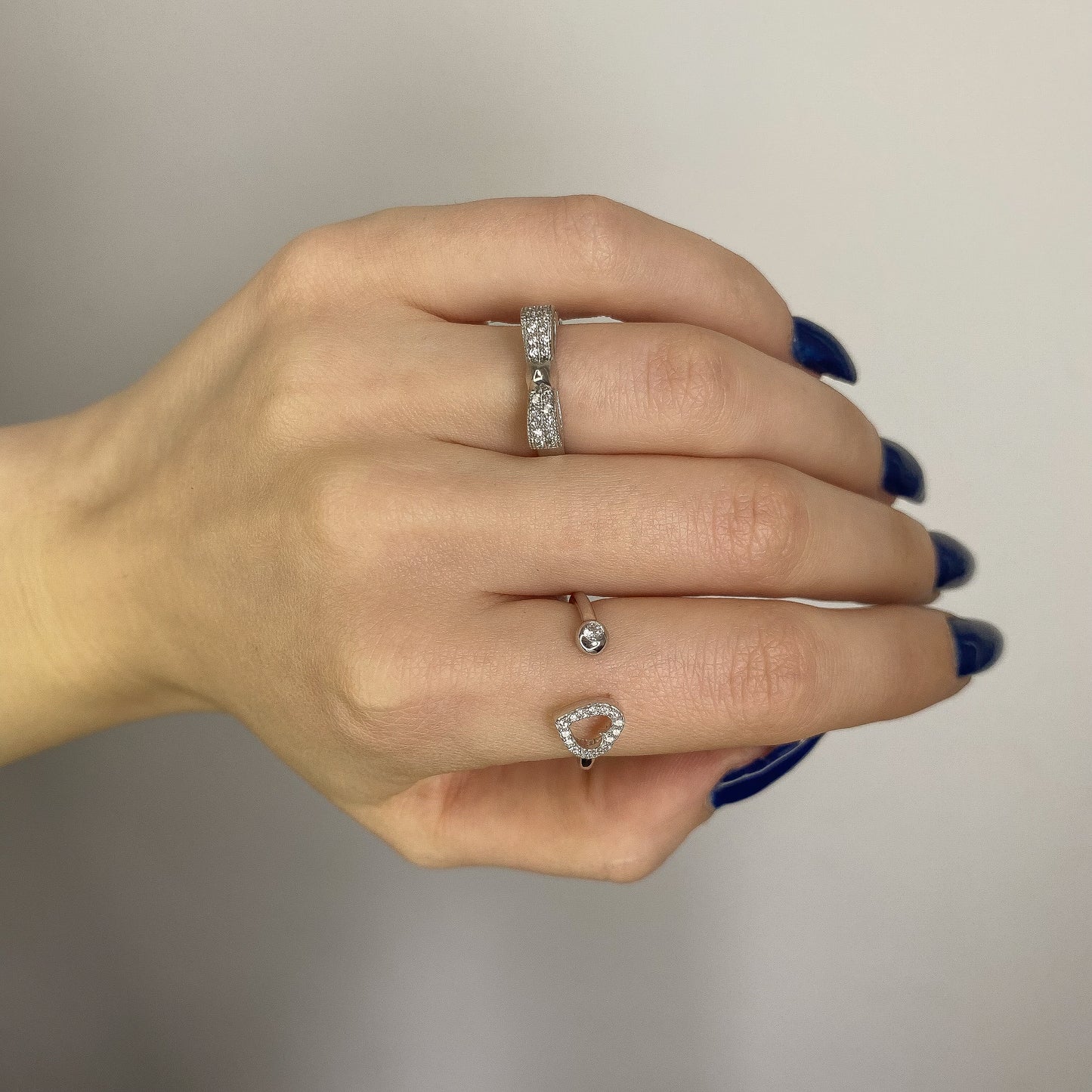 Sterling Silver Rhodium Plated CZ Ribbon Ring