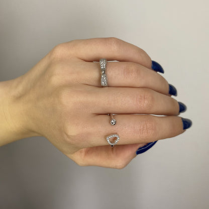 Sterling Silver Rhodium Plated CZ Ribbon Ring
