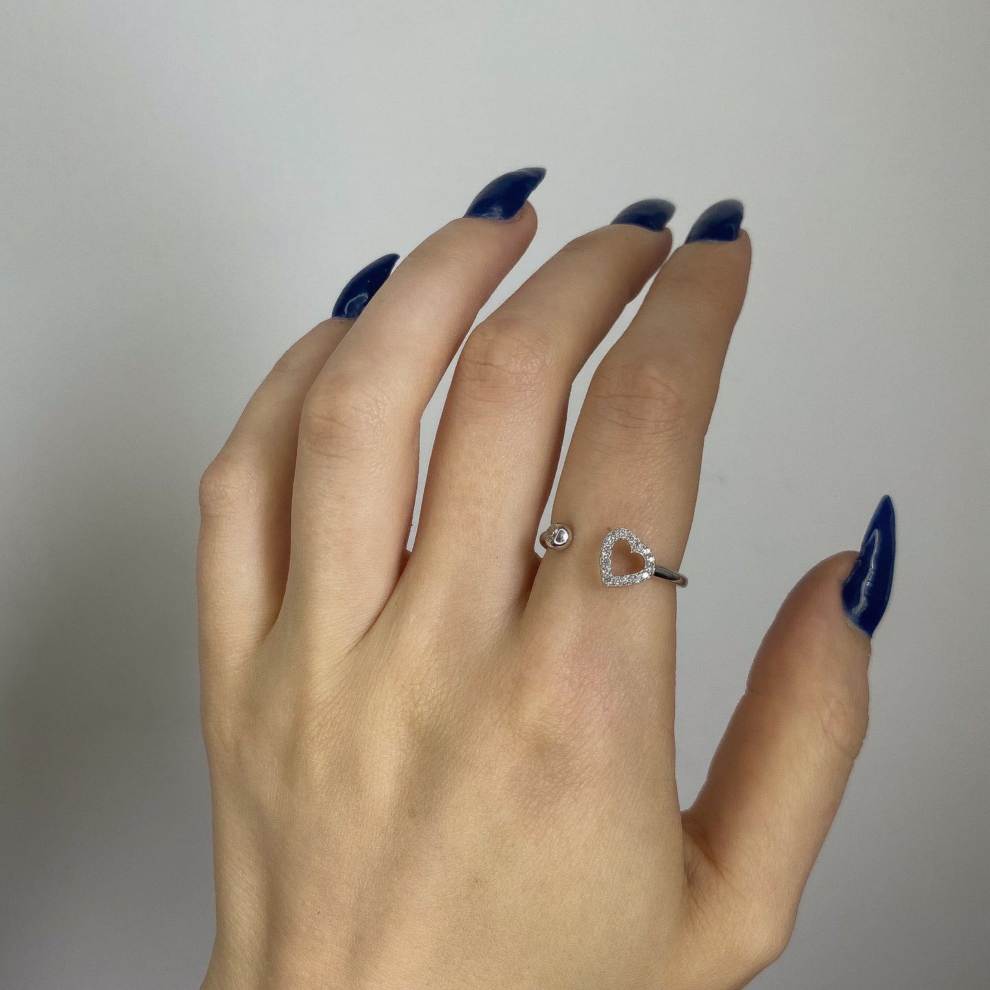 Sterling Silver Rhodium Plated CZ Heart Ring