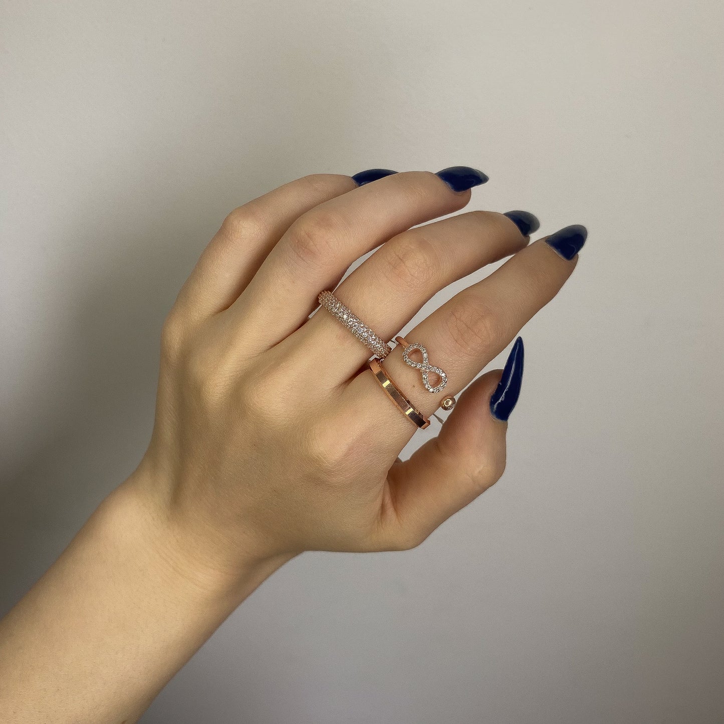 Sterling Silver Rose Gold Plated CZ Infinity Ring