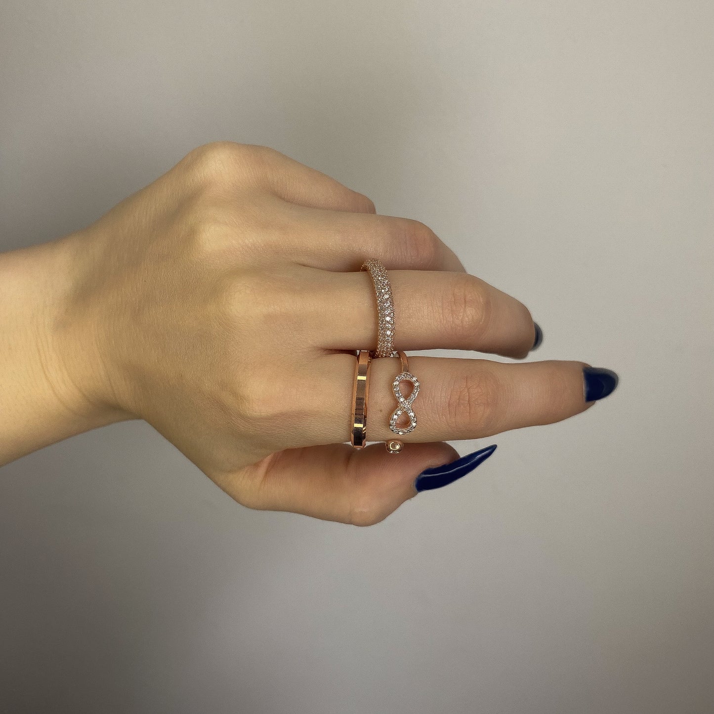 Sterling Silver Rose Gold Plated CZ Infinity Ring