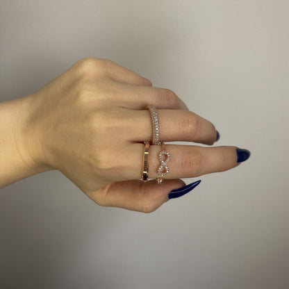 Sterling Silver Rose Gold Plated CZ Infinity Ring