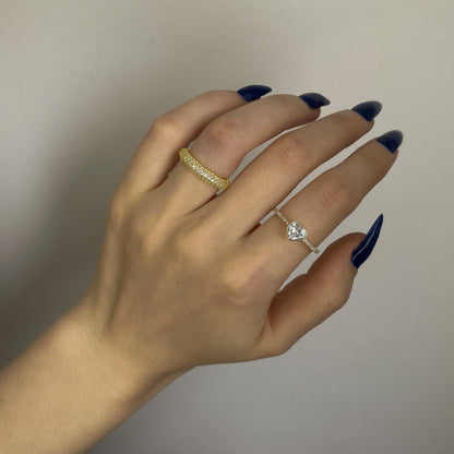 Sterling Silver Gold Plated CZ Heart Ring