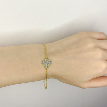 Sterling Silver Gold Plated Clover Bracelet