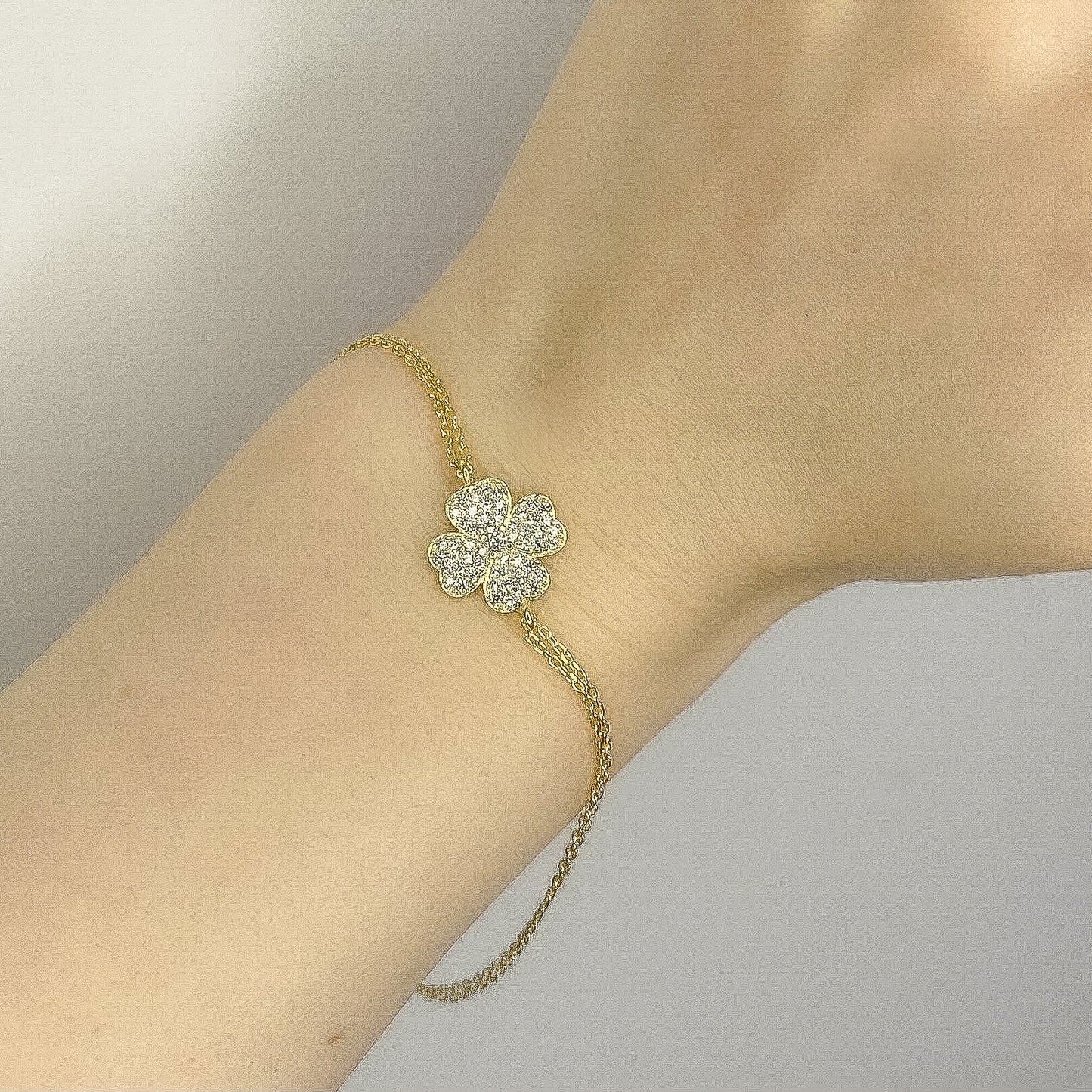 Sterling Silver Gold Plated Clover Bracelet
