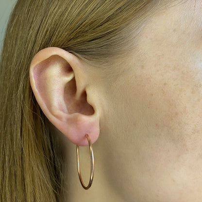 Sterling Silver Rose Gold Plated 10 - 50 mm Hoops