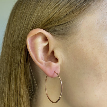 Sterling Silver Rose Gold Plated 10 - 50 mm Hoops