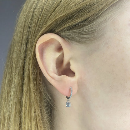 Sterling Silver Rhodium Plated Hoops with Charms