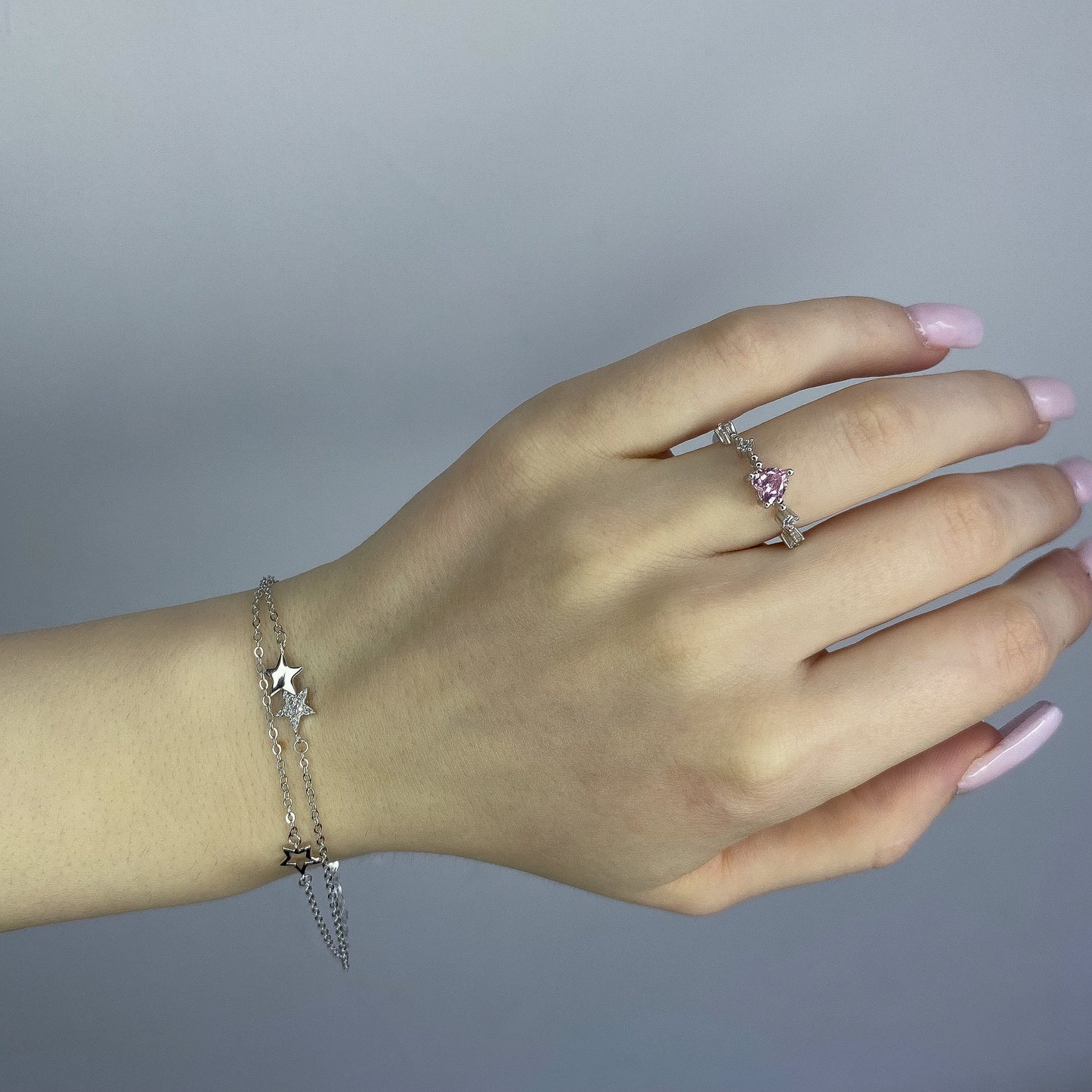 Sterling Silver Rhodium Plated CZ Heart Ring
