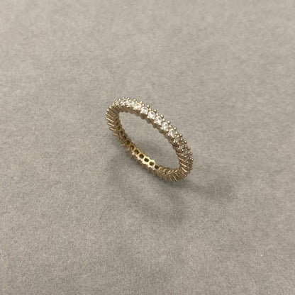 Sidabrinis 2mm auksuotas žiedas su cirkoniu