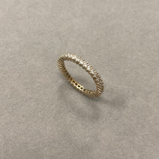Sidabrinis 2mm auksuotas žiedas su cirkoniu