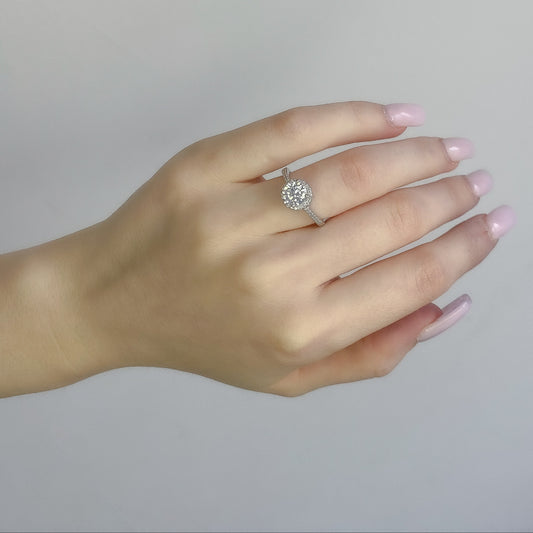 Sterling Silver Rhodium Plated CZ Crystal Ring