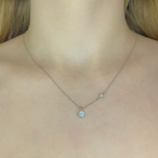 Sterling Silver Rhodium Plated CZ Necklace