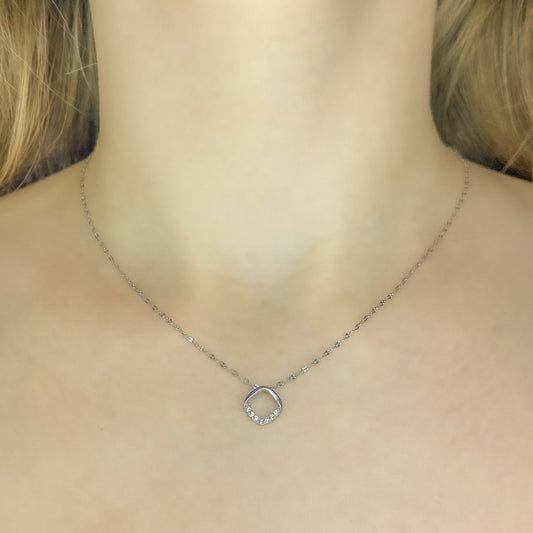 Sterling Silver Rhodium Plated CZ Necklace