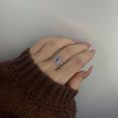 Sterling Silver Rhodium Plated Square CZ Ring