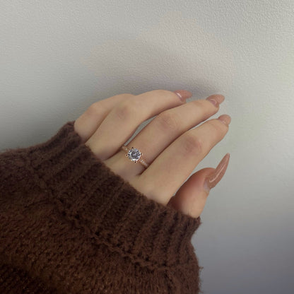 Silver Rose Gold Plated CZ Crystal Ring
