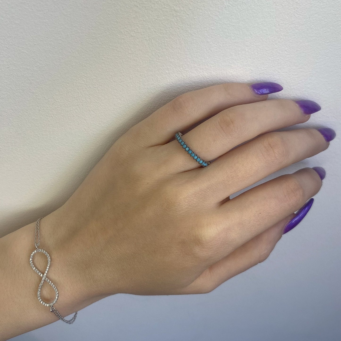Sterling Silver Rhodium Plated CZ Infinity Bracelet