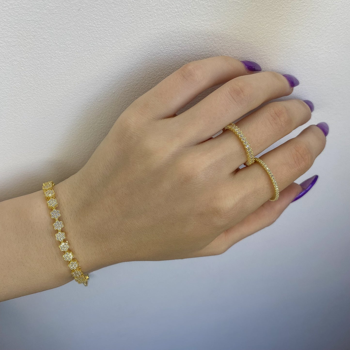 Sterling Silver Gold Plated 2 mm CZ Band Ring