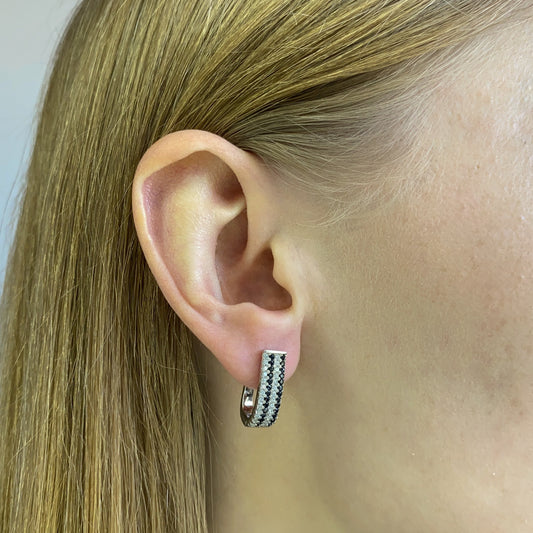 Sterling Silver Rhodium Plated English Lock Earrings
