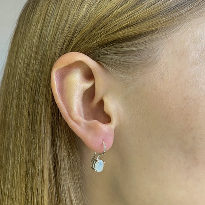 Sterling Silver Oval Moonstone Drop Earrings