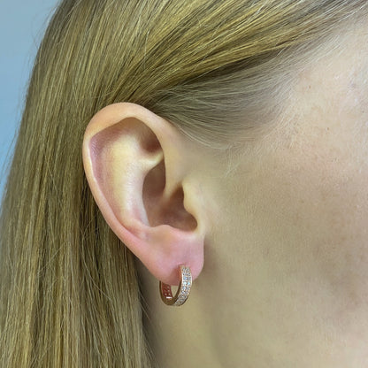 Sterling Silver Rose Gold Plated 15 - 20 mm CZ Hoops