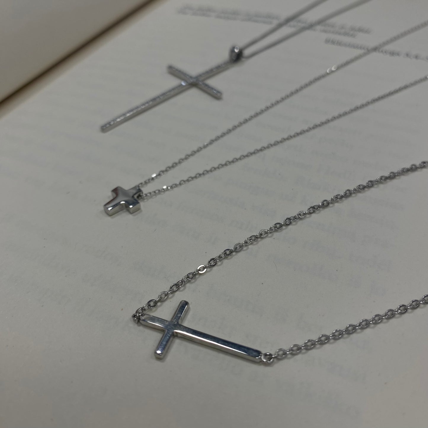 Sterling Silver Rhodium Plated Cross Necklace
