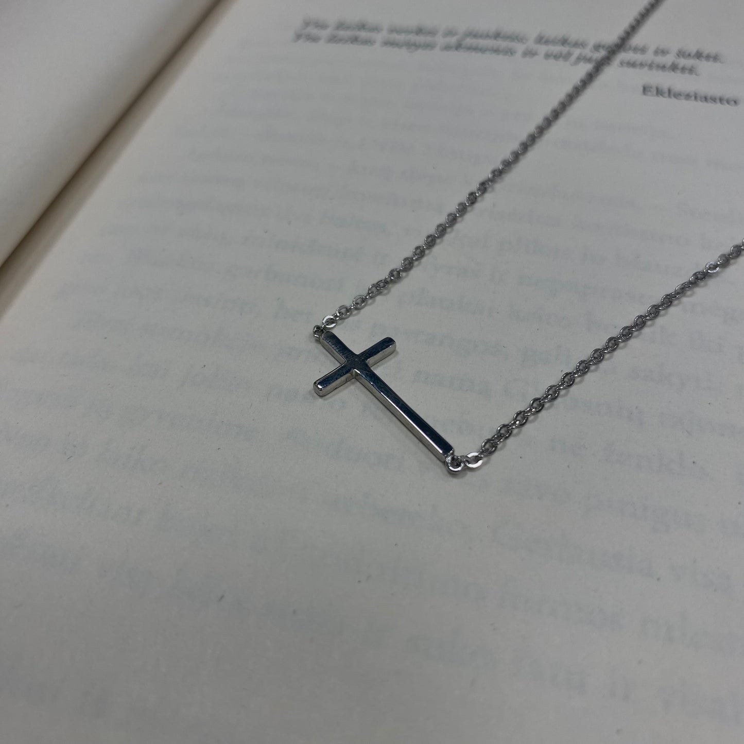 Sterling Silver Rhodium Plated Cross Necklace