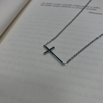 Sterling Silver Rhodium Plated Cross Necklace