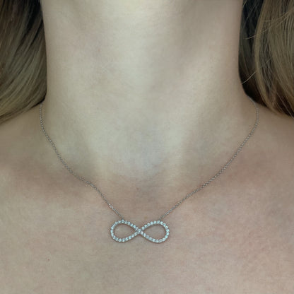 Sterling Silver Rhodium Plated CZ Infinity Necklace