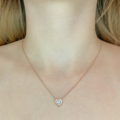 Sterling Silver Rose Gold Plated CZ Heart Necklace