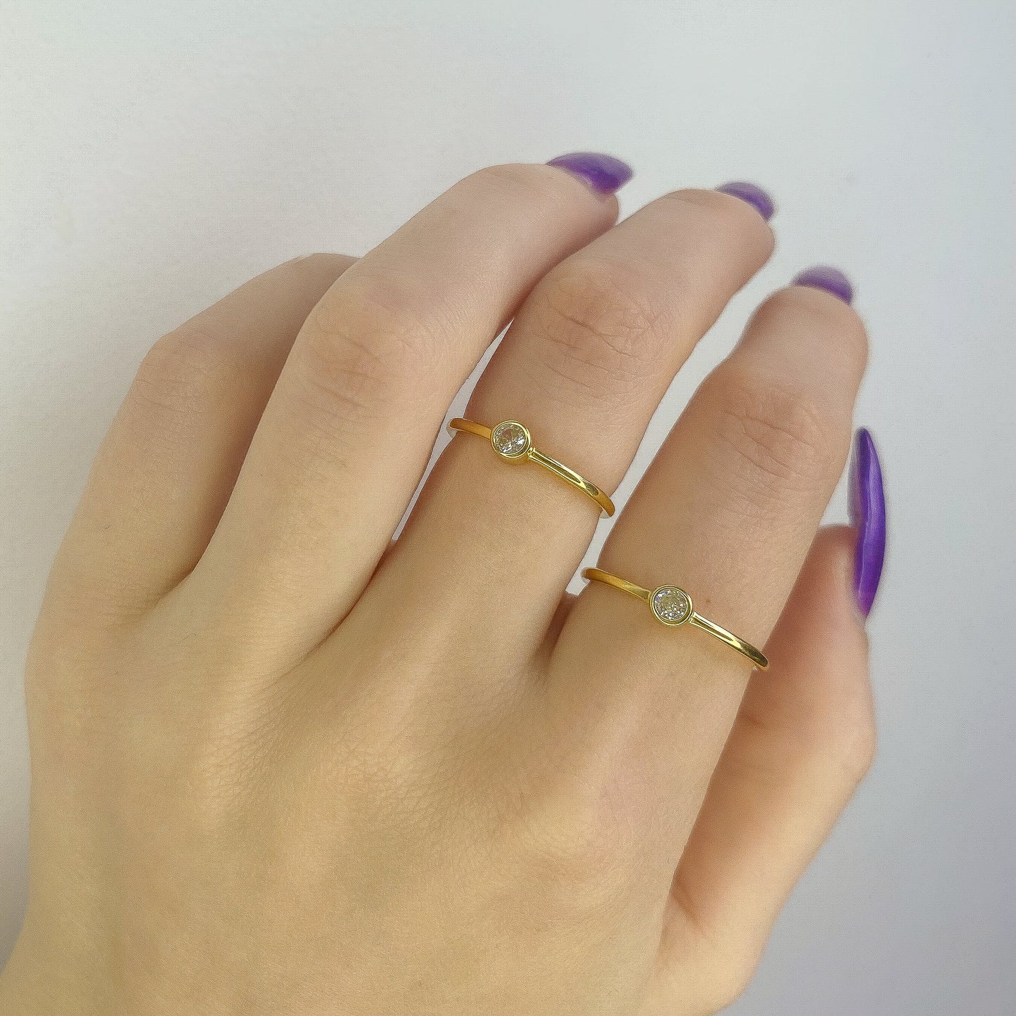 Sterling Silver Gold Plated CZ Crystal Ring