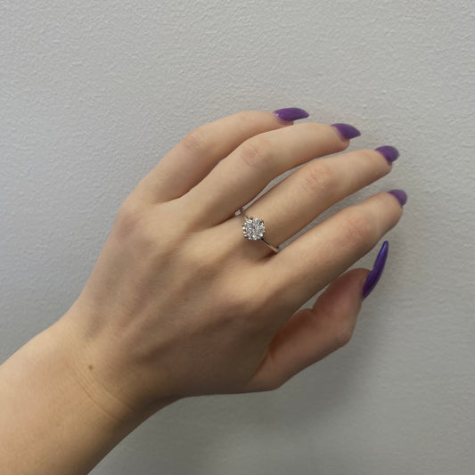 Sterling Silver Rhodium Plated CZ Crystal Ring