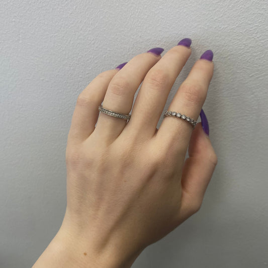 Sterling Silver Rhodium Plated CZ Band Ring