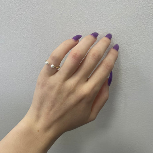Sterling Silver Gold Plated Pearl Ring