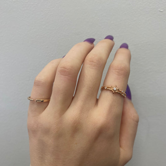 Sterling Silver Rose Gold Plated Rectangular CZ Ring