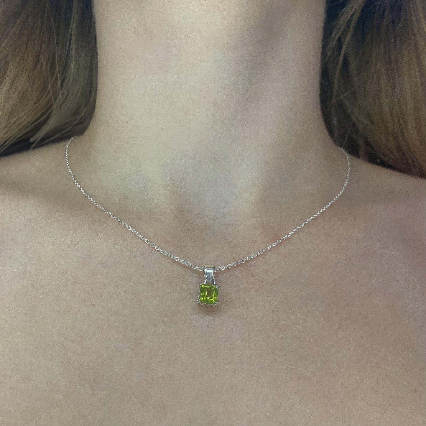 Sterling Silver Peridot Pendant Necklace