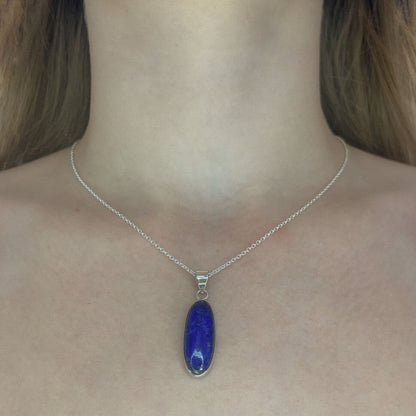 Sterling Silver Oval Lazurite Pendant Necklace