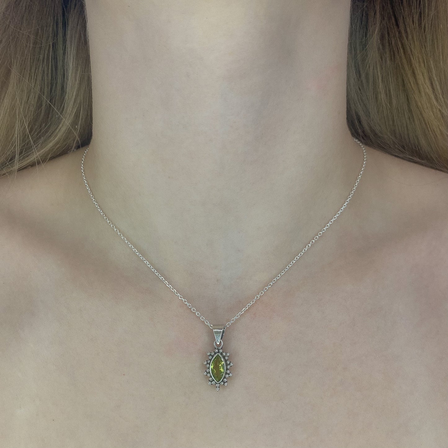 Sterling Silver Peridot Pendant Necklace