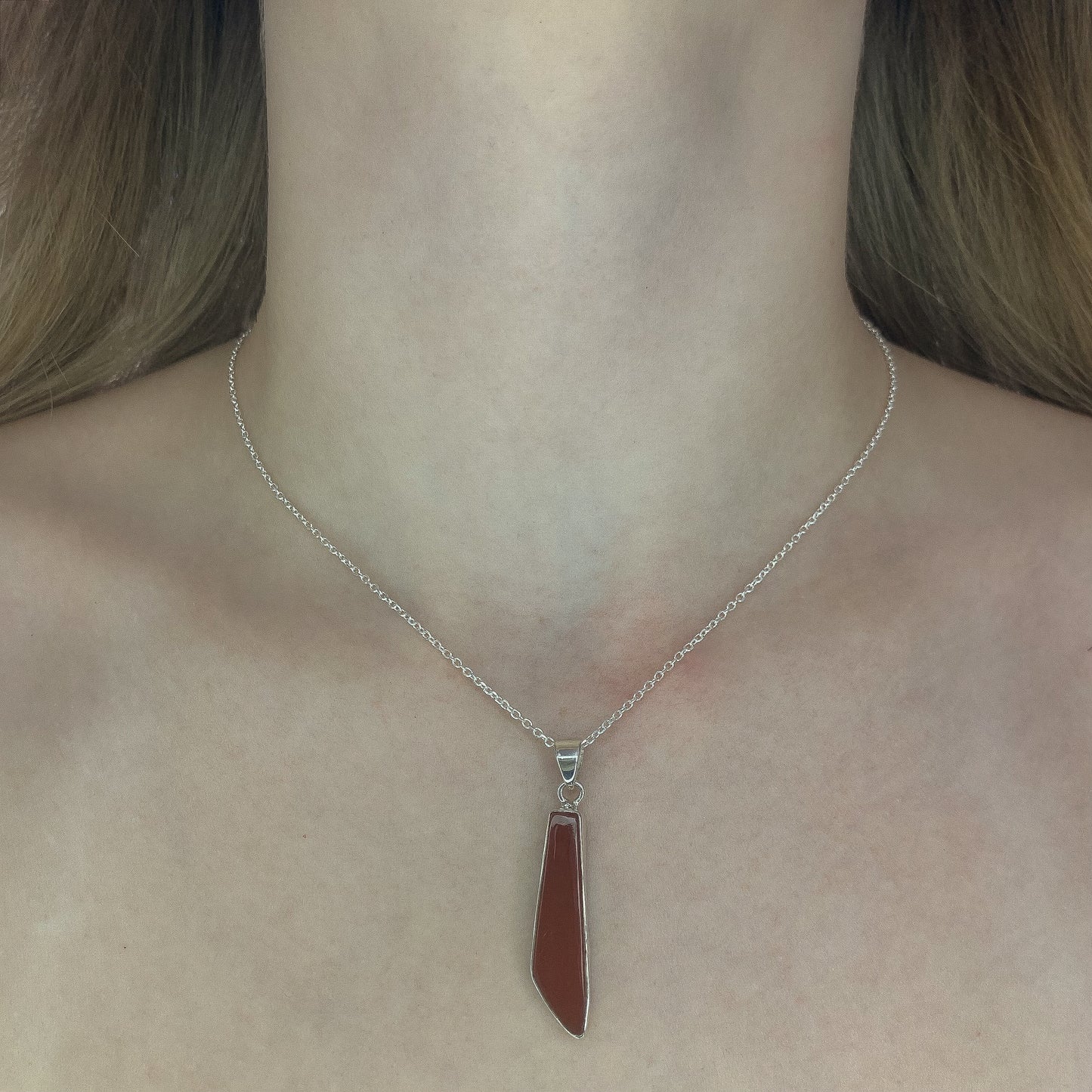 Sterling Silver Carnelian Pendant Necklace