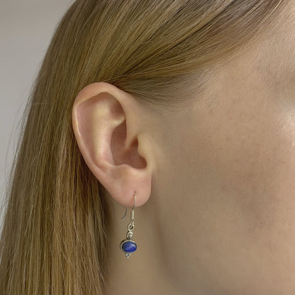 Sterling Silver Oval Lazurite Drop Earrings