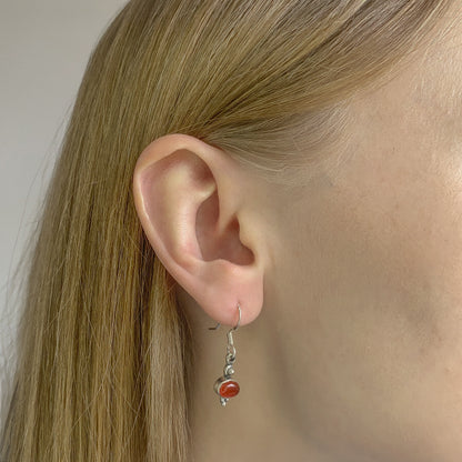 Sterling Silver Oval Carnelian Drop Earrings