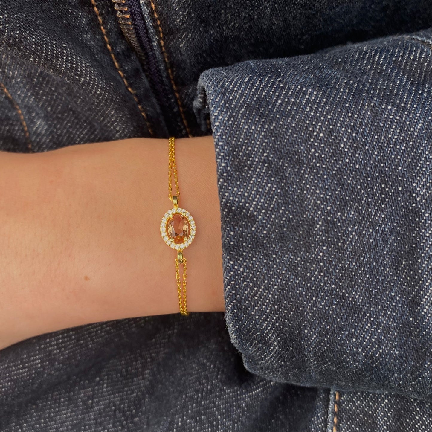 Sterling Silver Gold Plated Oval Zultanite Bracelet