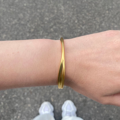 Sterling Silver Gold Plated Round Cuff Bracelet