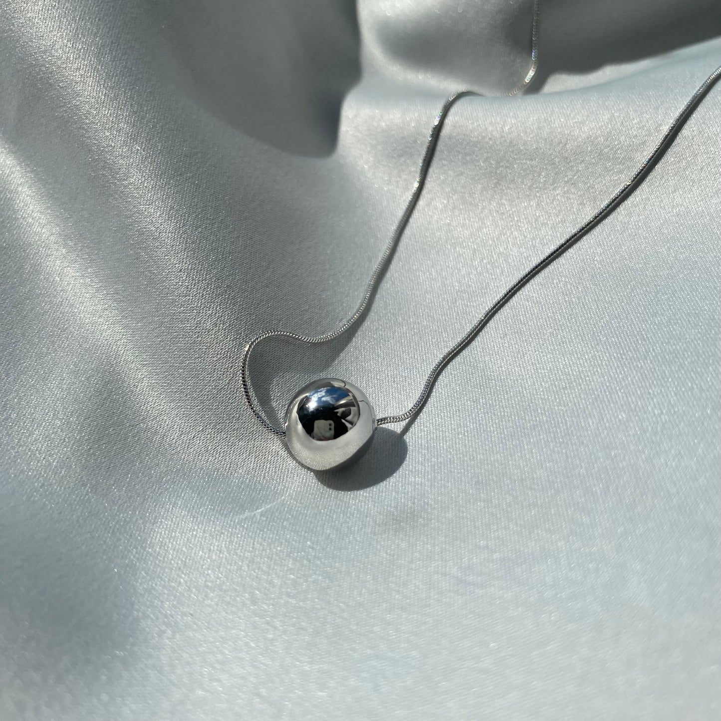 Sterling Silver Rhodium Plated Bead Necklace