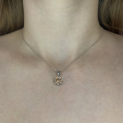 Sterling Silver Rhodium Plated Sand CZ Pendant Necklace