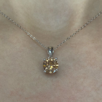 Sterling Silver Rhodium Plated Sand CZ Pendant Necklace