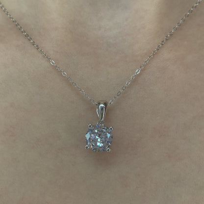 Sterling Silver Rhodium Plated CZ Necklace